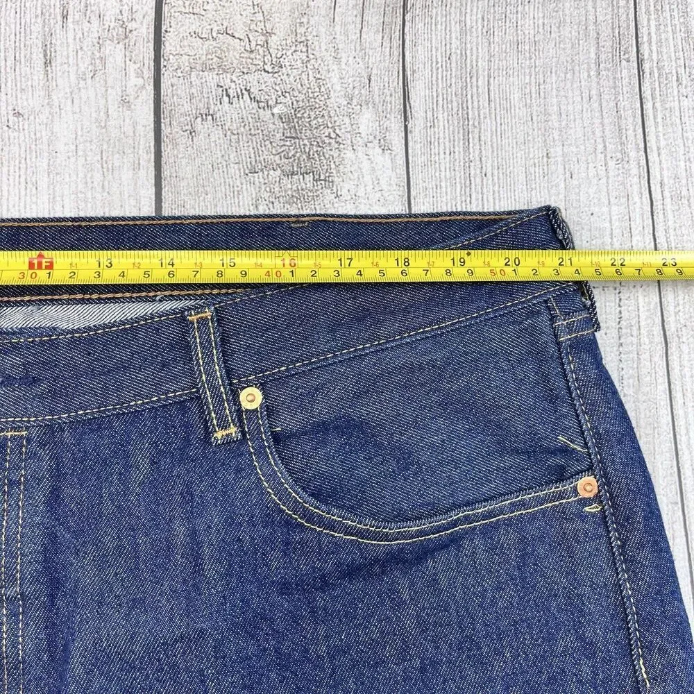 Levis 501 Original Fit Straight Jeans Mens 42x32‎ Dark Wash Blue Cotton
